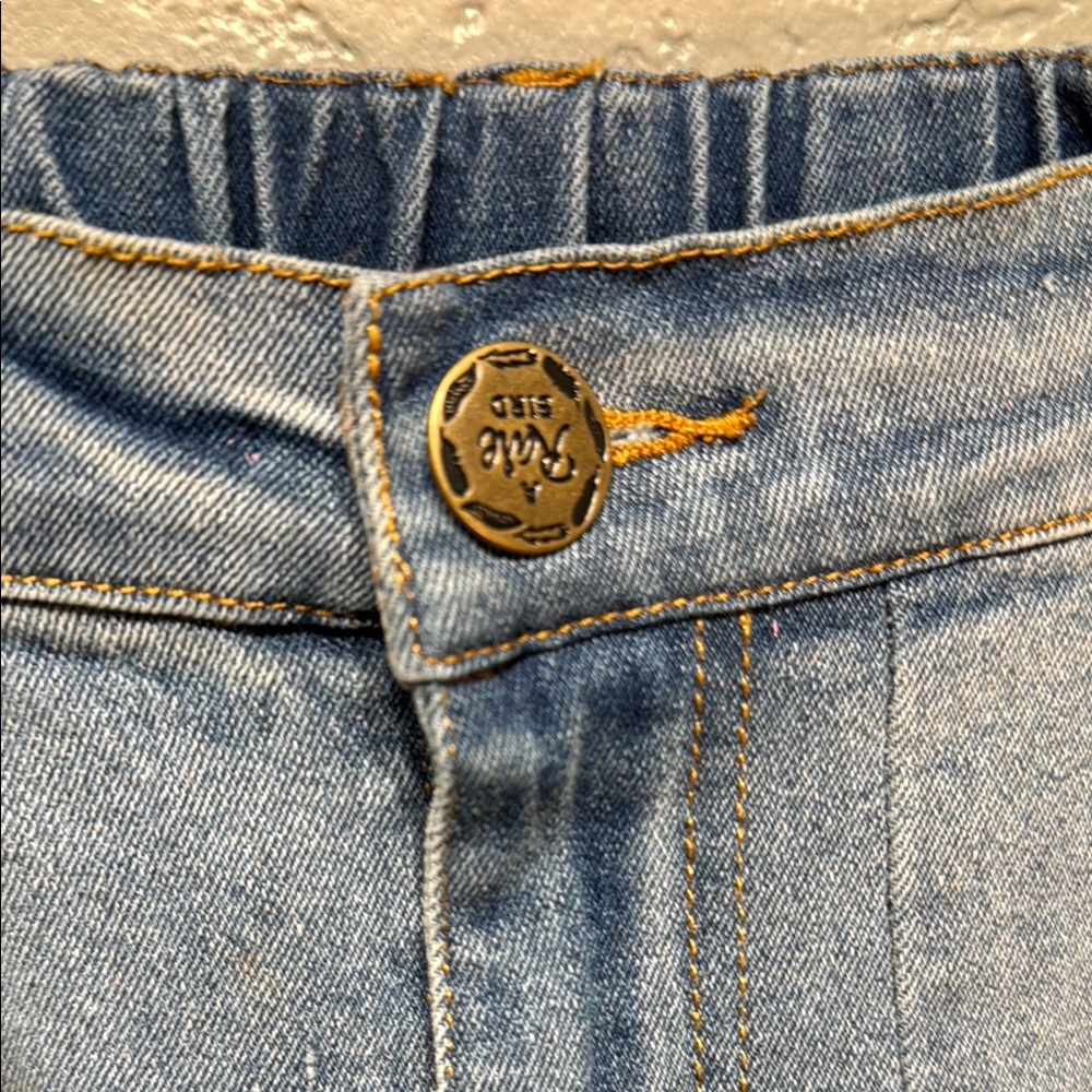 Light Wash Blue Wide Leg Jeans with Floral Patch Panels - Picture 6 of 14